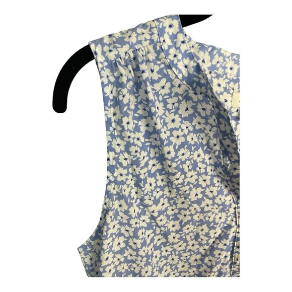 J. Crew Factory Popover Placket Blouse in Blue‎ and White Floral Size S NWT - Picture 5 of 10